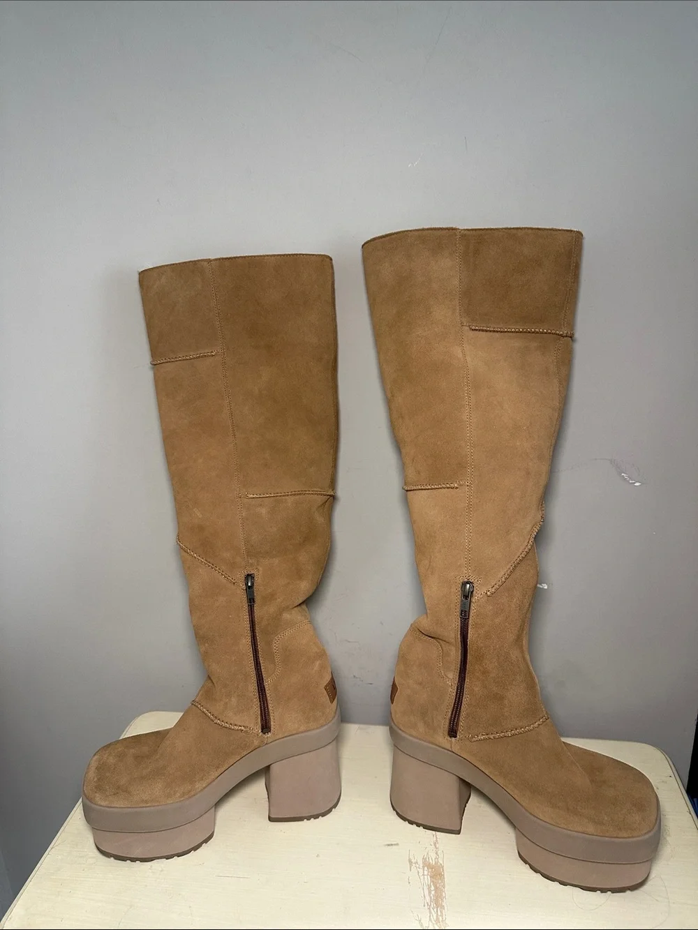 Ugg Xtra heights Tall over the knee Suede Platform chestnut tan boots